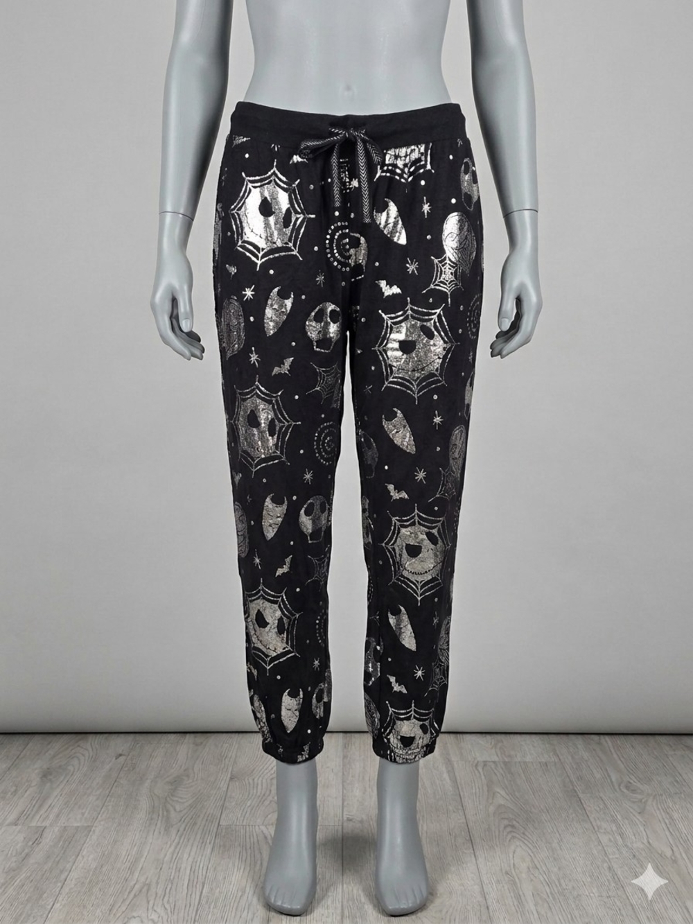 Disney Nightmare Before Christmas Silver Foil Lounge Pajama Pants Joggers L 12/1